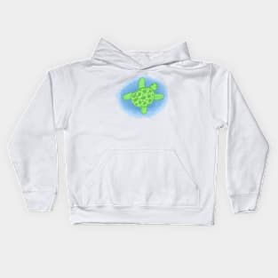 Happy Sea Turtle Illustration Kids Hoodie